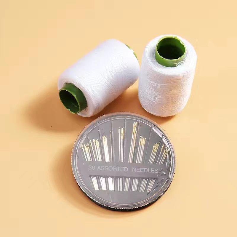 Mending Handmade Needle and Thread Set: White & Black Sewing Threads for Clothes