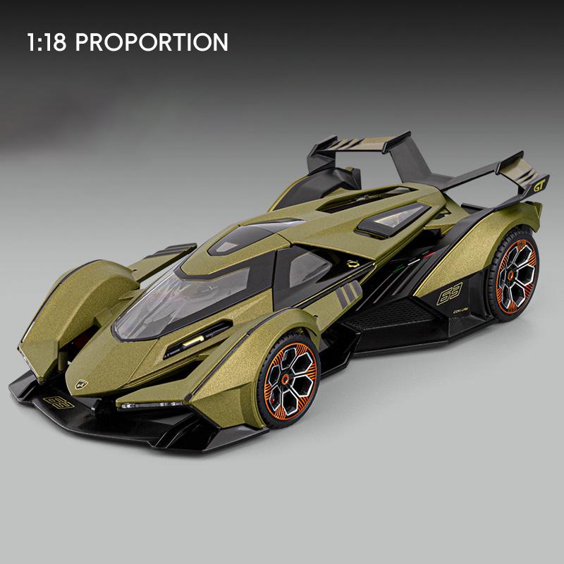 

1:18 Vision Gran Turismo V12 GT Supercar Alloy Car Model Sound and Light Pull Back Children s Toy Collectibles Birthday gift зелёный