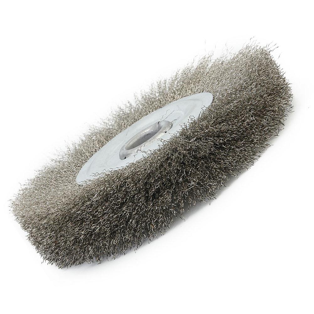 Stainless Steel 5 Inch Crimped Wire Wheel Brush 16mm Hole for Bench Grinder Excellent for Edge Blending and Finishing