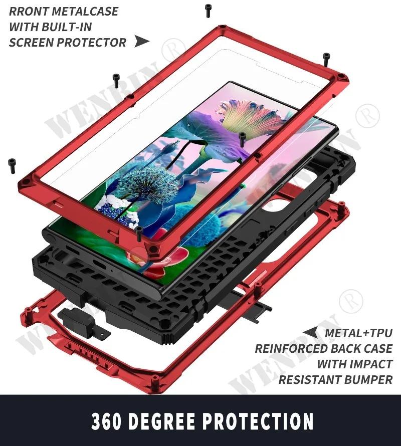 Luxury Case For Samsung S24 S23 S22 Ultra Plus S21 Z Fold Flip 4 3 Rugged Armor 360 Full Phone Metal Aluminum Shockproof Cover