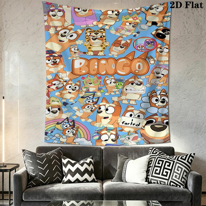 Bingo Friends Tapestry Fun Vibrant Decor Tapestry Wallmounted Background Cloth Work Of Art Home Decor Background Wall Hanging Cloth