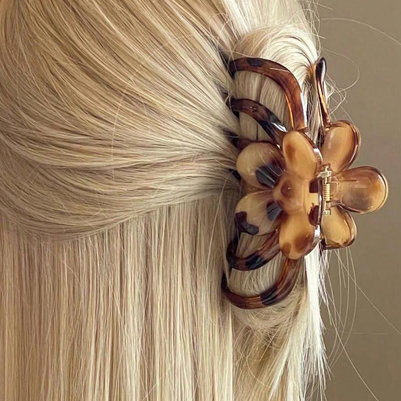 1pc Fashion New Leopard Grab Clip Hair Volume Flowers Back of Head Hair Claw Hair Clips Headwear Valentine's Day