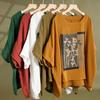 Linen T Shirt Women Art Vintage Print Loose Fashion Casual Short Sleeve Oversized Blouse Summer Trend Thin