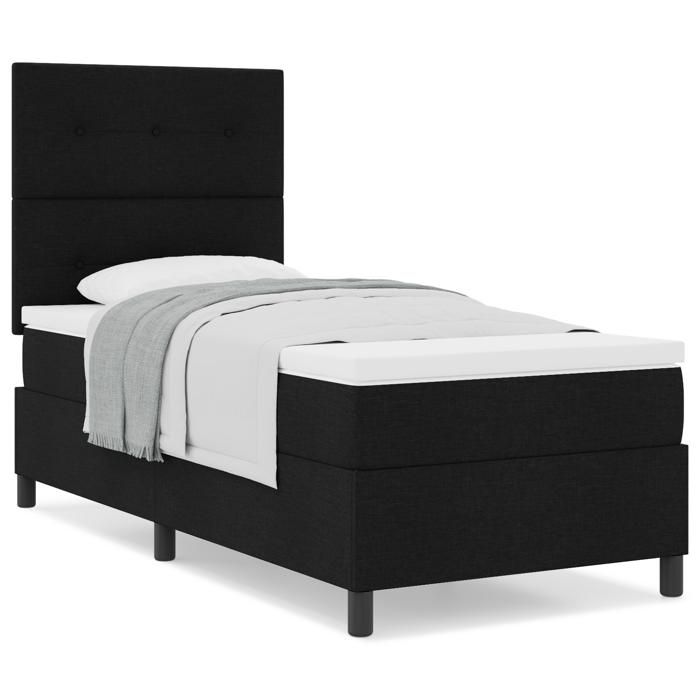 VidaXL Lit Box Spring avec Matelas Noir 100x200 cm Tissu 3339366