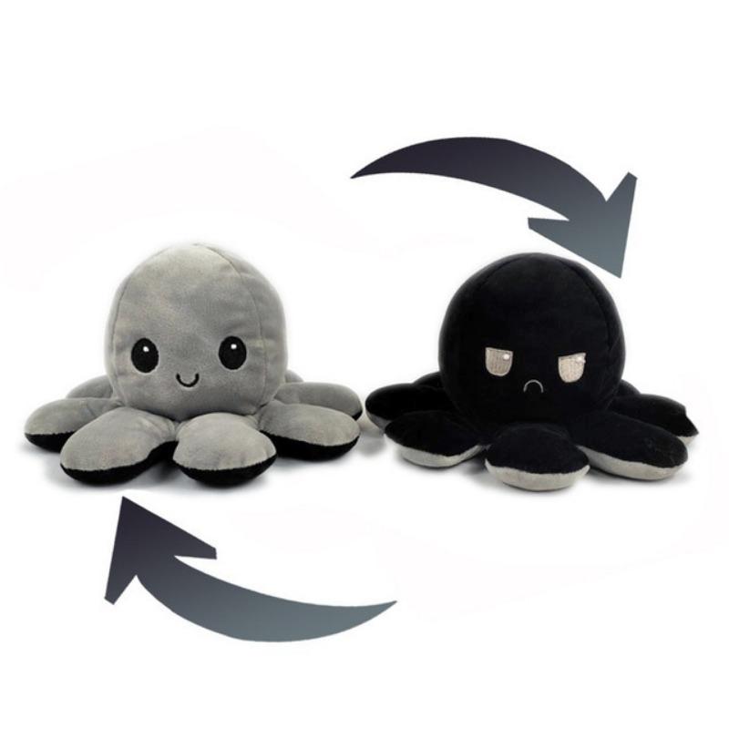 1pcs Cute Flip Octopus Stuffed Plush Doll Different Sides To Show Different Moods Soft Simulation Reversible Plush Toy for Kids