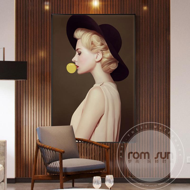 Pittura astratta su tela a spalla nuda Immagini murali di arte moderna per soggiorno Decorazione di moda Beauty Girl Poster e stampa