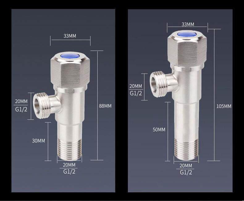 304 Stainless Steel Angle Valve for Cold/Hot Water, Universal 4-Point Household Stop Valve for Water Heaters and Toilets