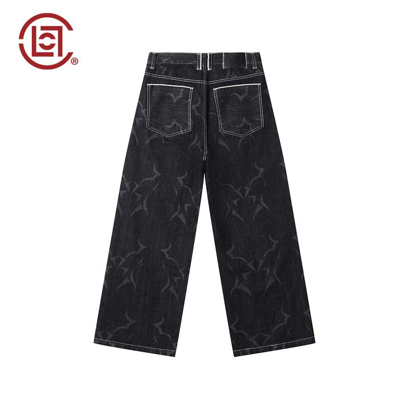 CLOTTEE by CLOT Black Thorn Printed Relaxed Fit Jeans