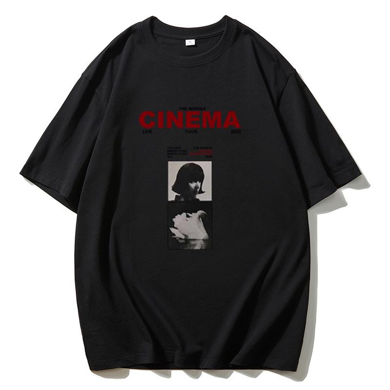 Hirsionsan Cinema Letter Printed T Shirt Women Summer Cotton