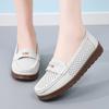 Women's Moccasins Driving Shoes Casual Slip On Loafers Lady Summer Hollow Breathable Leather Shoes for Mother