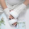 Winter Women Gloves Plush Faux Fur Knitting Wool Keep Warm Mitten Fingerless Lady Girl Half Finger Gloves Christmas Gift
