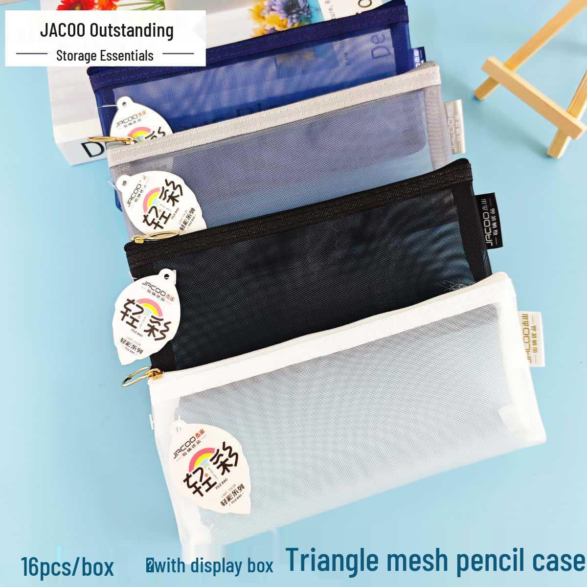 Mesh Triangular Pencil Case: Large-Capacity, Multi-functional, Portable Student Stationery Bag.