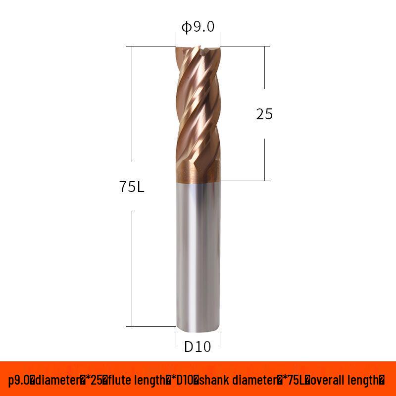 Taiwan 60° Tungsten Carbide 4-Flute Coated End Mill for Steel CNC Machining