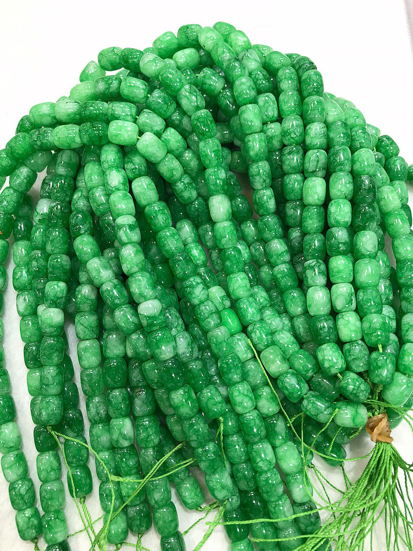 9x11mm Green Jade Barrel Beads for DIY Jewelry Making зелёный