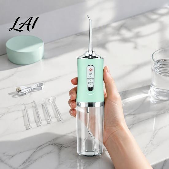 Professional Teeth Cleaning Device Electric Water Dental Flosser 3 Levels Cordless Oral Irrigator for Flosser with 4 Jet Tips Cleaning Rechargeable