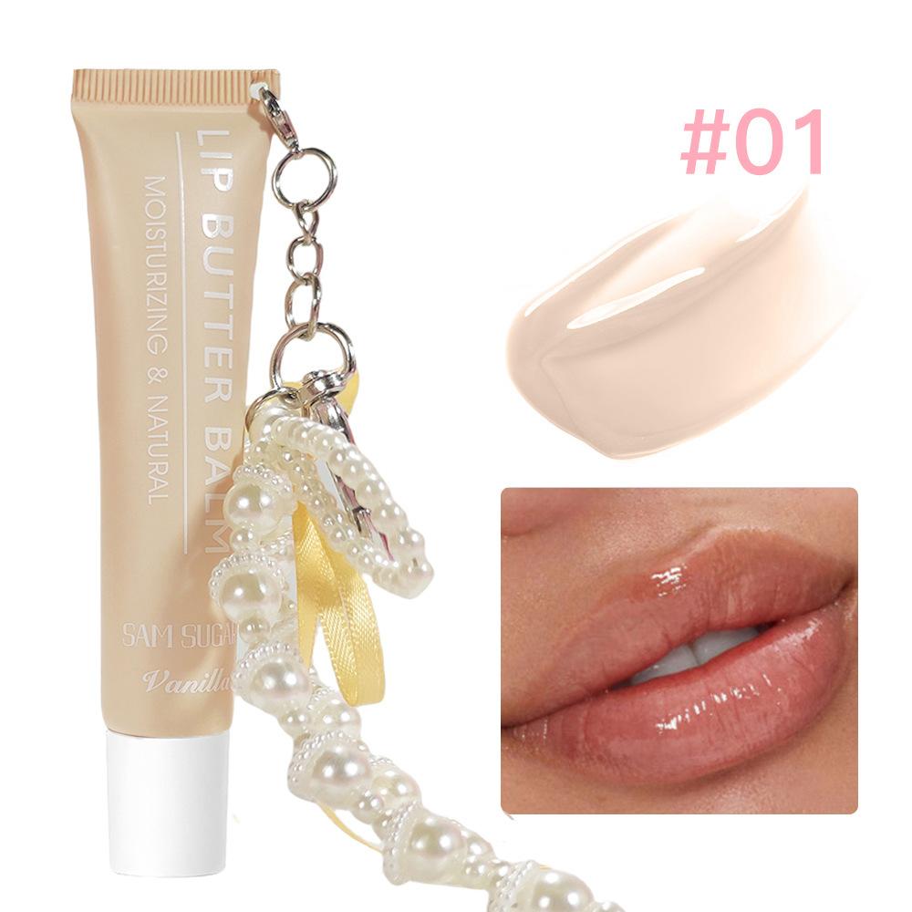 Hose Pearl Chain Lip Butter Balm Glaze Waterproof Lasting Gloss Moisturizing Water Light Mirror Lipstick Shine