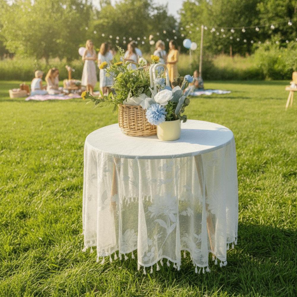 Embroidered Lace Tablecloth Dust-Proof French Table Cover Decor  Living Room
