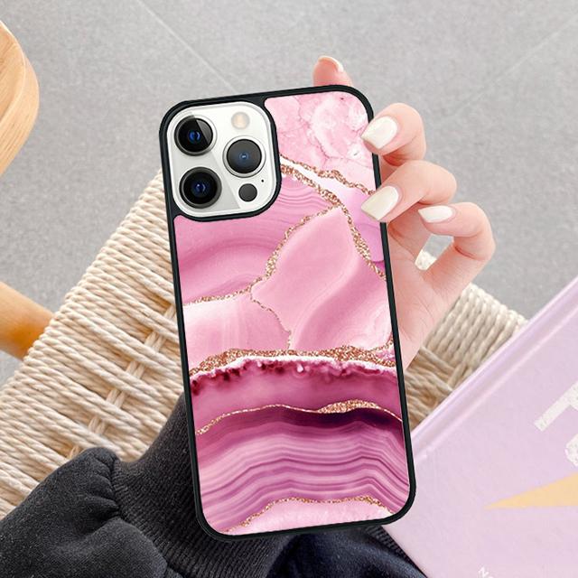 Teal Blue Gold Agate Marble Phone Case For iPhone 17 Air 13 12 14 15 16  Cover For Apple iPhone 17 Air Pro Max Plus Coque
