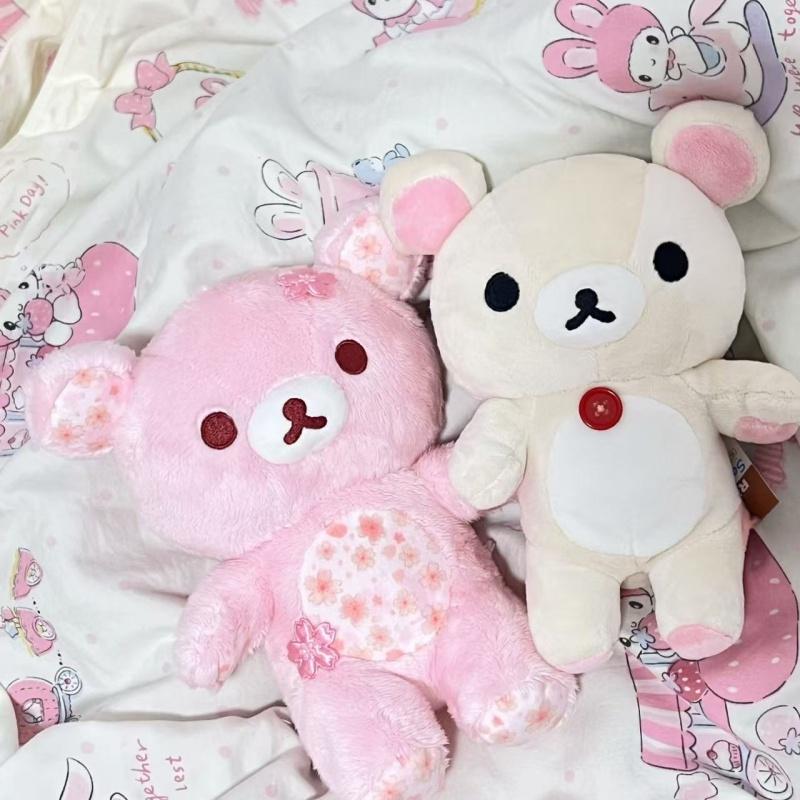 Set di peluche Rilakkuma Korilakkuma a tema Sakura, coppia, orso rosa bianco, morbido e soffice, peluche anime carino per regalo di compleanno