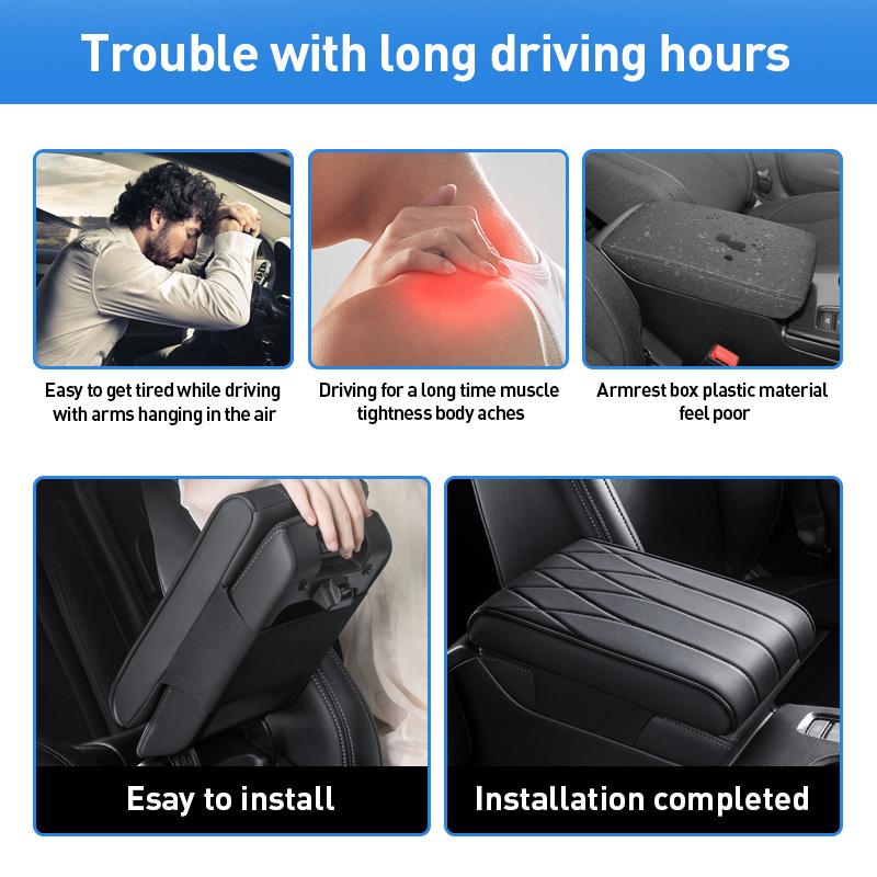 Car Strip Armrest Cushion Mat Auto Center Console Pad Memory Foam Armrest Box Hand Rest Pillow Universal Fit for Most Vehicles