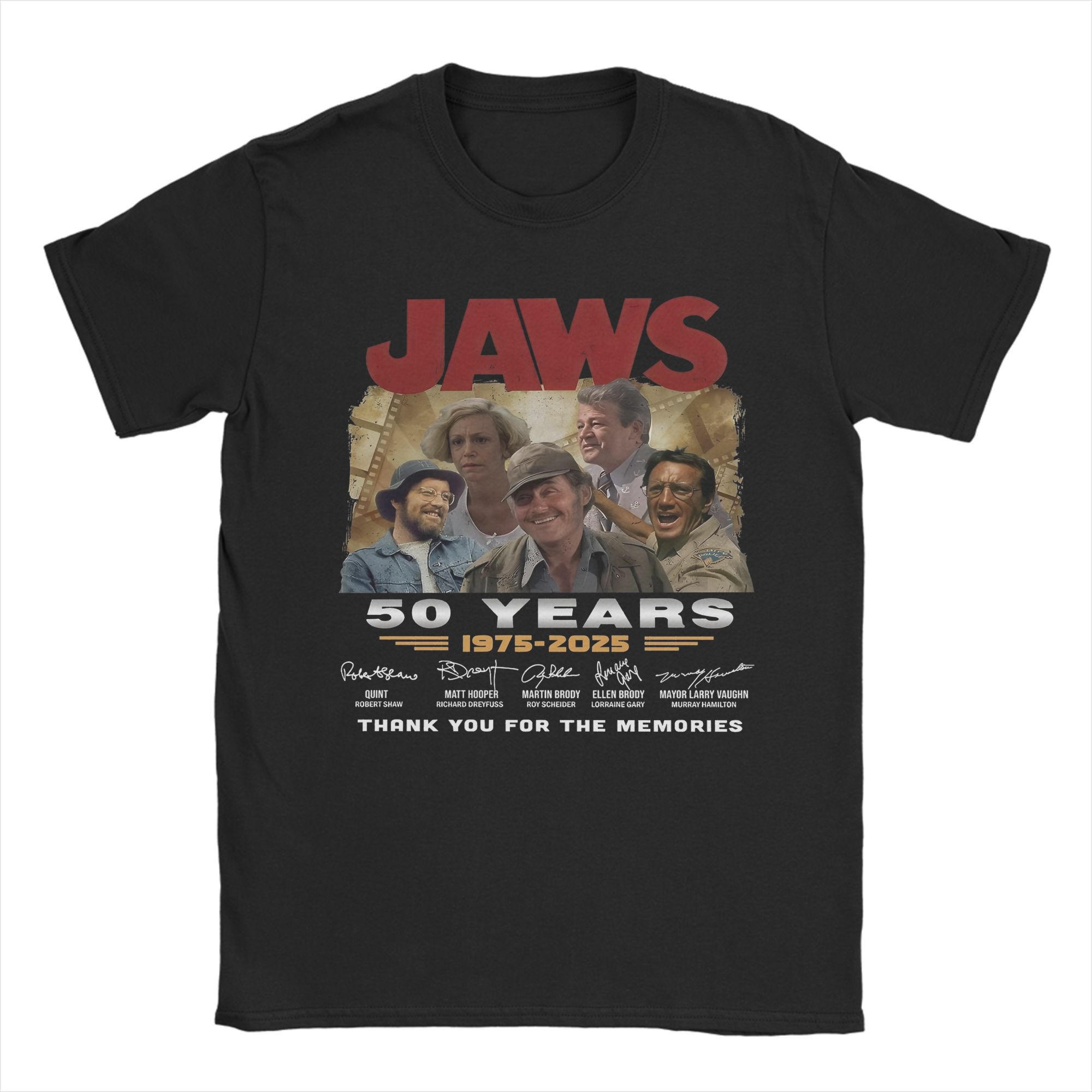 Men Women 50th Anniversary Jaws 1975 Retro Movie T Shirt 100% Cotton Printed T-Shirt Top Clothing S разноцветный