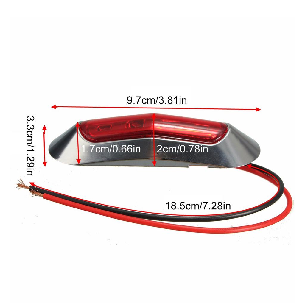 2 Pcs Amber 4 Patch 12/24V Tail Light Side Indicator Waterproof LED Marker Light Trailer Light Truck Side Light