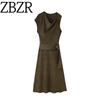 Za Autumn New Women Clothes 2025 Western Style Long Suede Effect Asymmetric Dress 5070461