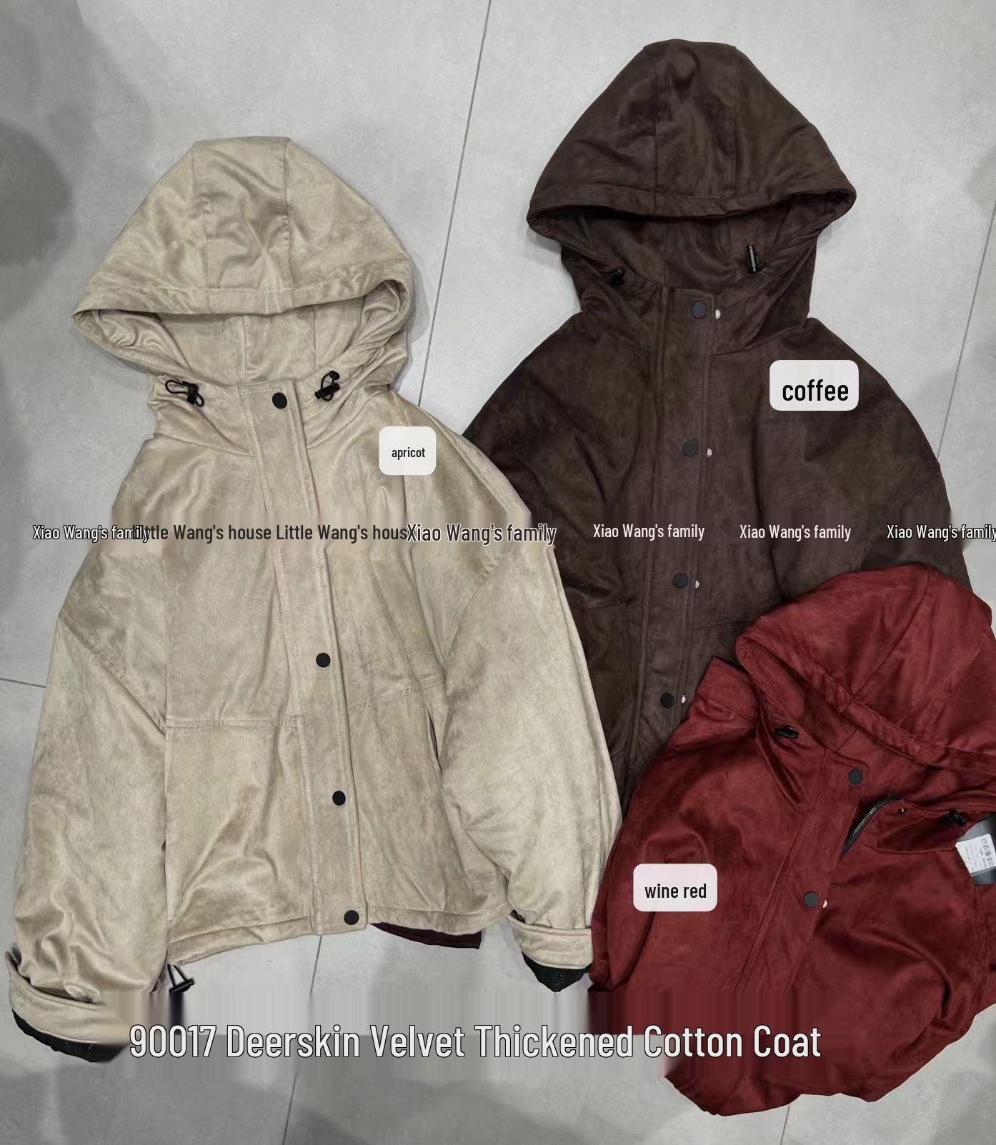 

Зимнее пальто с капюшоном в корейском стиле от Сяо Вана - Замшевое, больших размеров, на толстом хлопке, свободного кроя. One Size вино красного