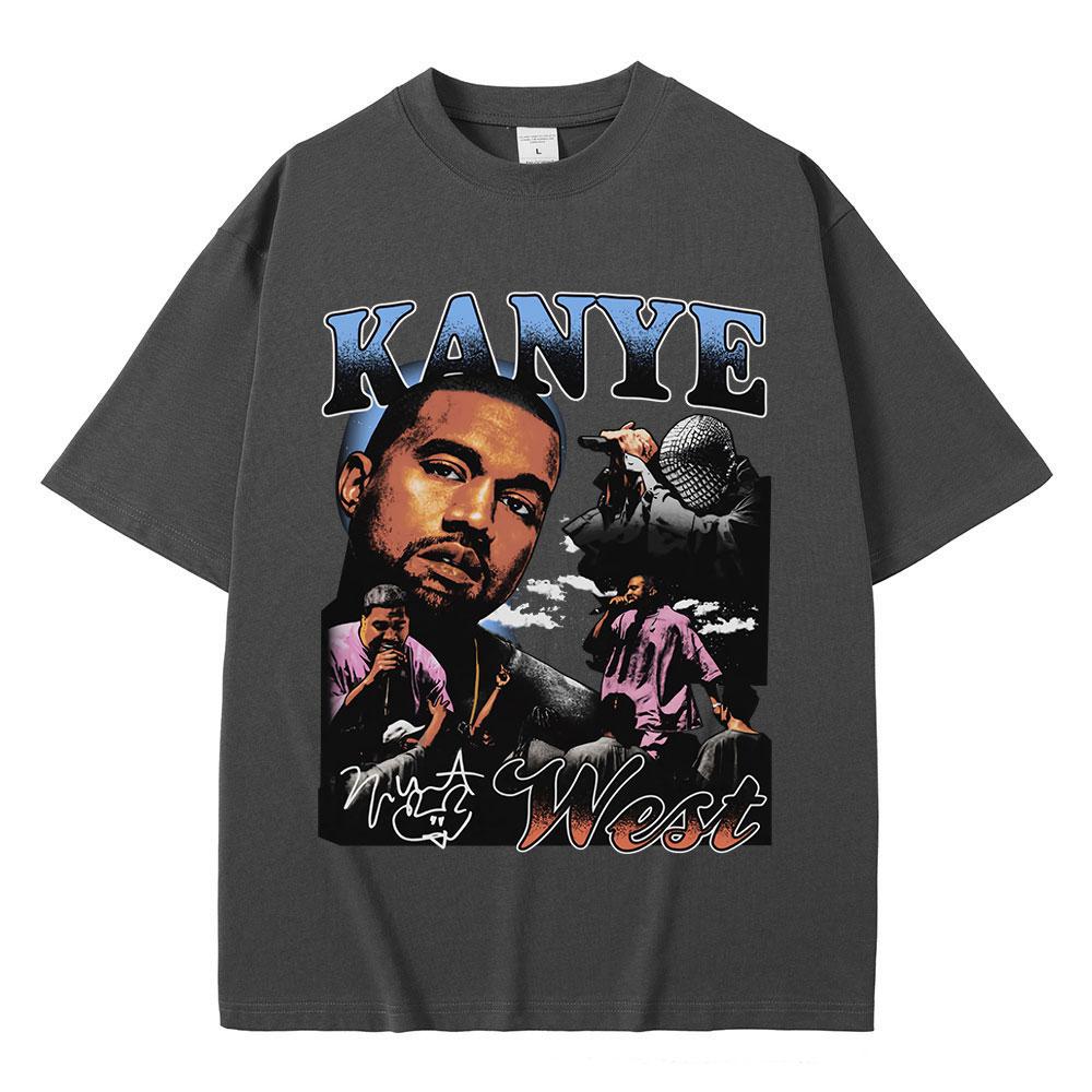 Rapper Kanye West Graphic Print T Shirt Unisexs Fashion Retro Short Sleeve Tshirt Casual 100 Cotton Tshirts Hip Hop Streetwear