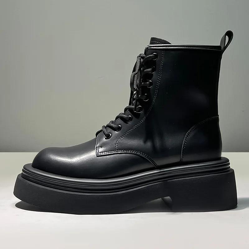 Soft Leather Spring Autumn Platform Boots for Men New Designer British Style Eight-hole Men's Short Boots Shoes