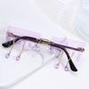 Tassel Tears Flame Sunglasses for Women Rimless Wave Eyewear Trending Narrow Sun Glasses Streetwear Funny Sun Glasses