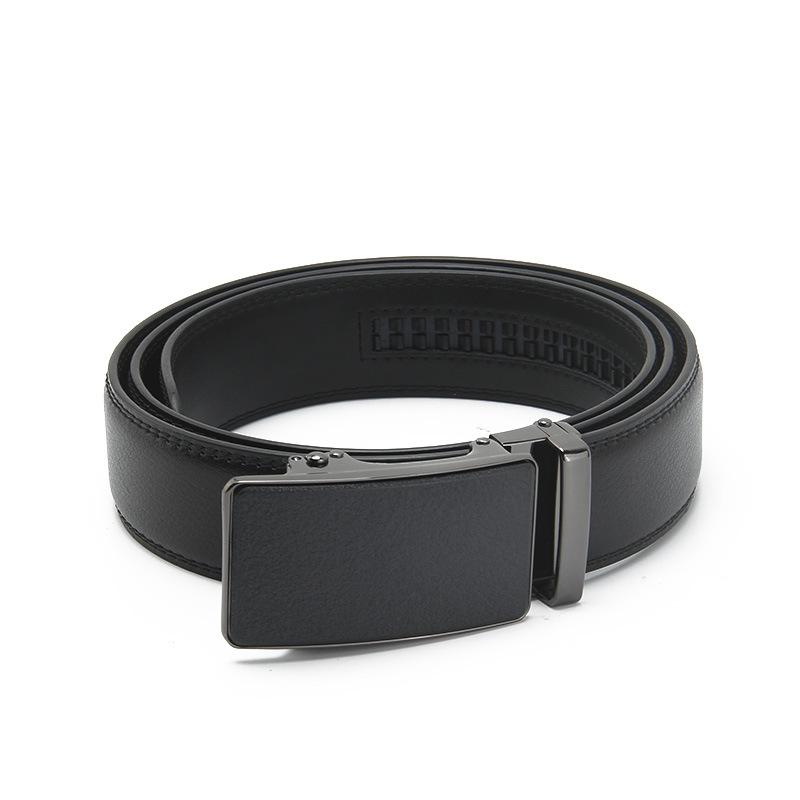 Mattierte Automatische Schnallenöffnung Zweilagiger Rindsledergürtel Business und Lässig Herren Trendiger Gürtel