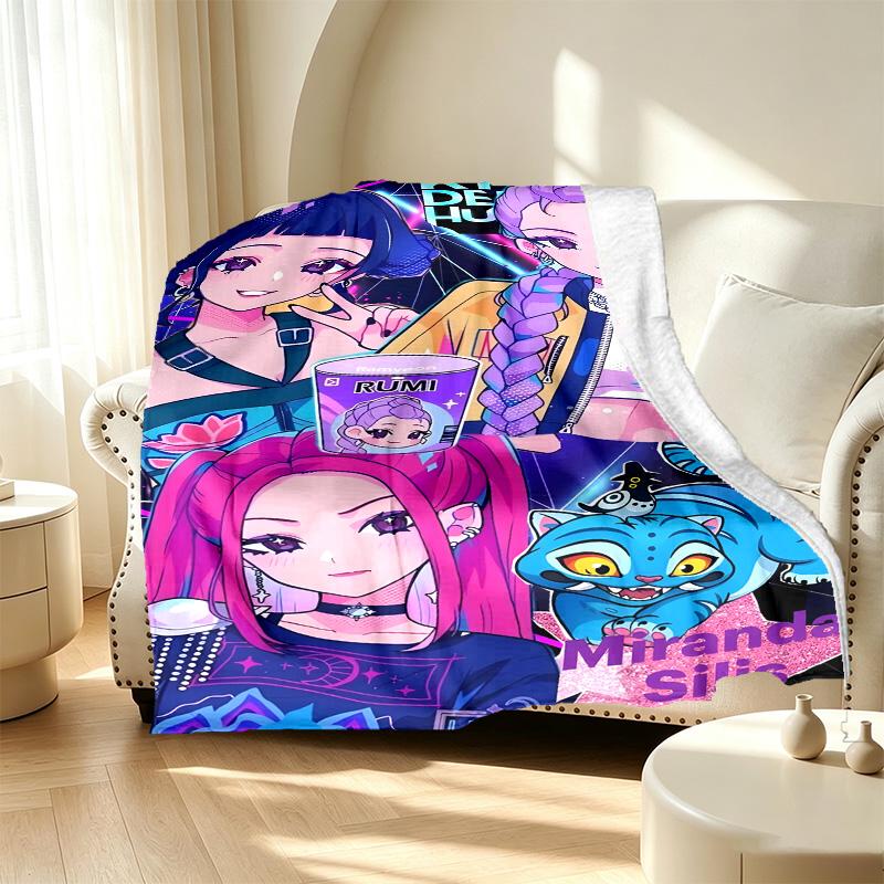 KPop Demon Hunters Pattern Blanket for Home Decoration, Bed, Sofa, Car Travel, Camping, Suitable for All Seasons, Birthday Christmas Gift