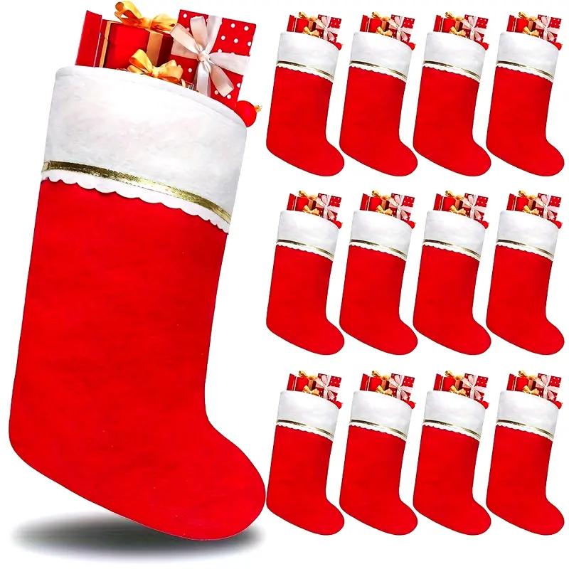 6 pièces Chaussettes Cadeaux de Noël Bouche Large Rouge Bricolage Bas de Noël Rouges Doux Pendentif Chaussette Arbre de Noël Décorations de Noël