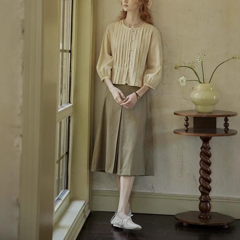 Matte Frosted French Hazy Three-Quarter Sleeve Top