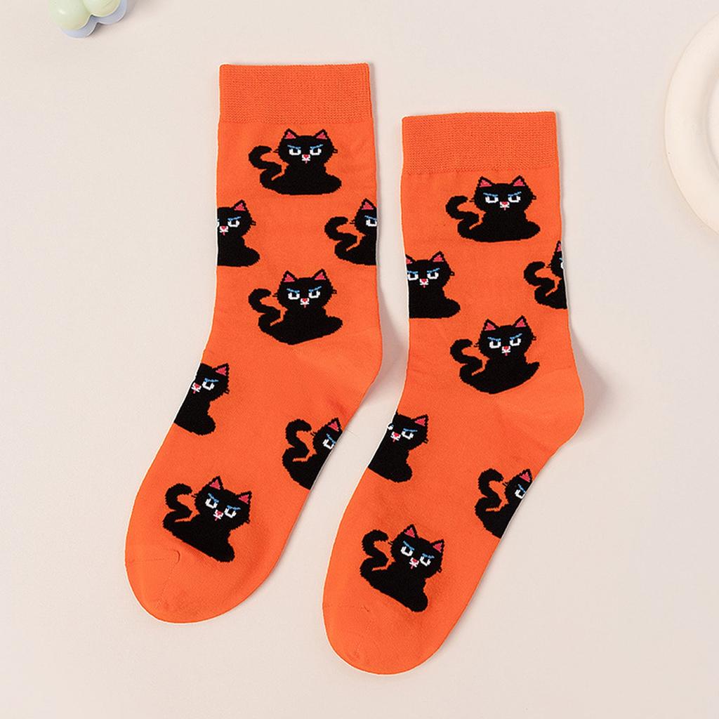 Halloween Cotton Mid Calf Socks for Men and Women, Pumpkin Pattern Socks, Matching Couple Socks with Wicking