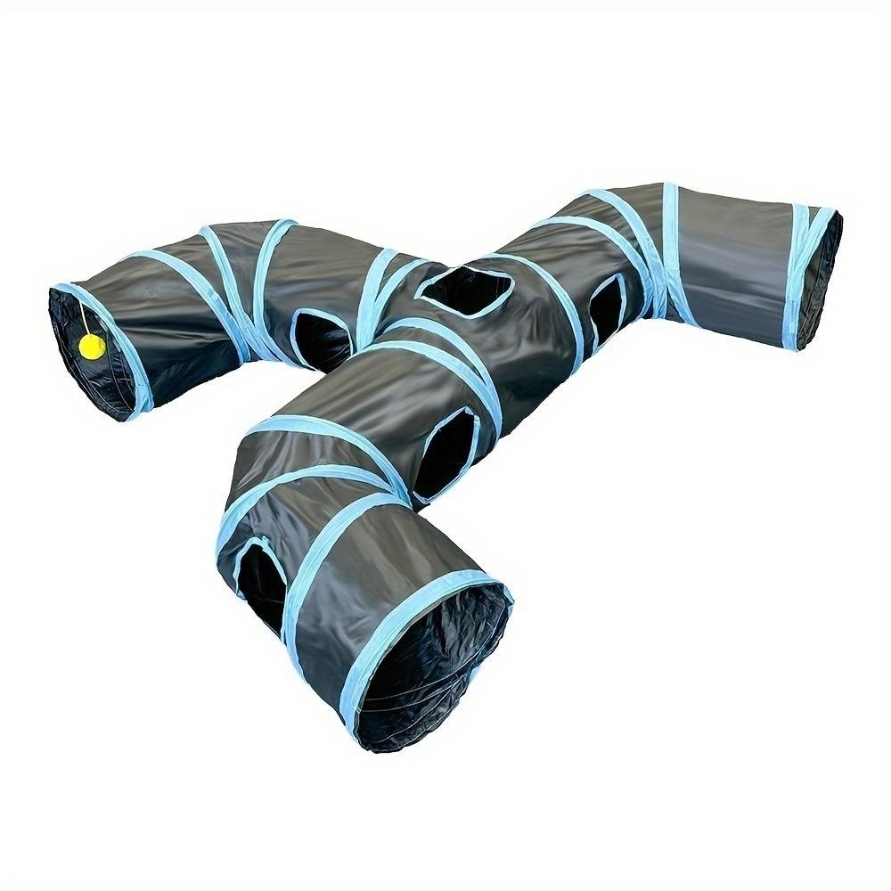 Three-Way Pet Play Tunnel Breathable Pet Playing Tube Funny Folding Cat Tunnel Toy Playtime синий