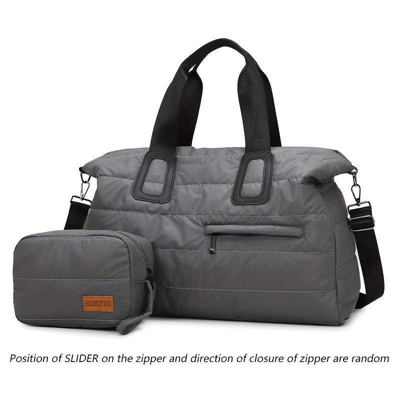 

Набор из 2 женских сумок-тоут большой вместимости с мягкой подкладкой для путешествий, модные зимние стеганые сумки, дизайнерские сумки через плечо для женщин серый