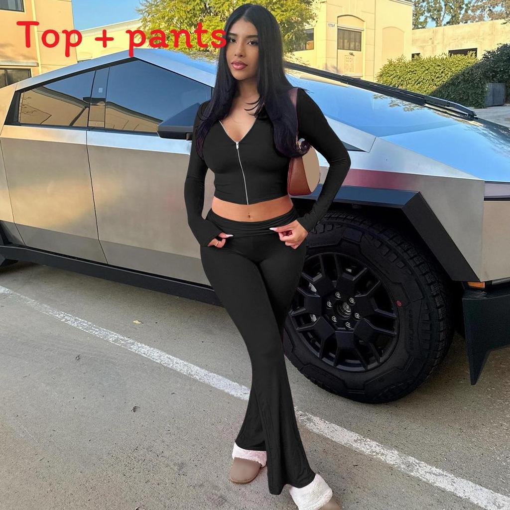 Streetwear Kapuzenpullover mit langen Ärmeln und Hose Set mit Einsätzen für Damen