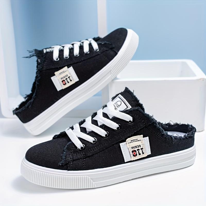 [Casual Flat Sneakers] Casual Non Slip Women's Fashion Flat Sneakers | Canvas Lace Up Round Toe Shoes