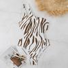 Costume da bagno bikini a righe diagonali con stampa, scollatura sulla schiena, spalline doppie, per la spiaggia