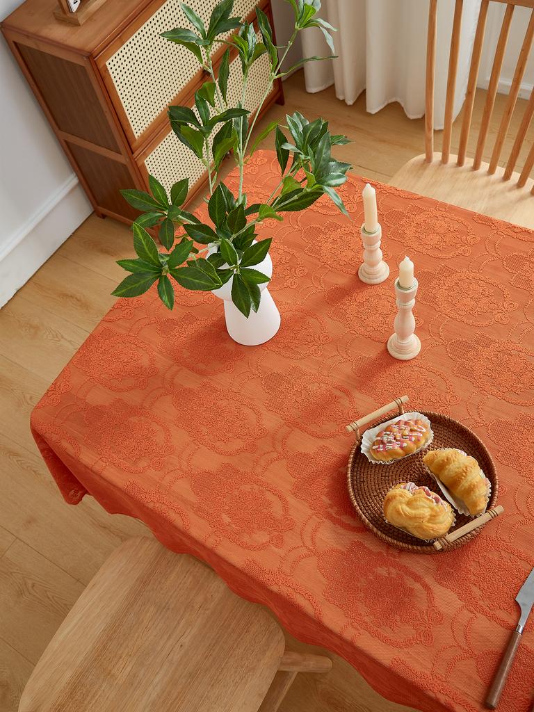Fall Tablecloth Rectangle , Autumn Flower Jacquard Table Cloth, Lace Fabric Table Covers for Harvest Parties, and Thanksgiving