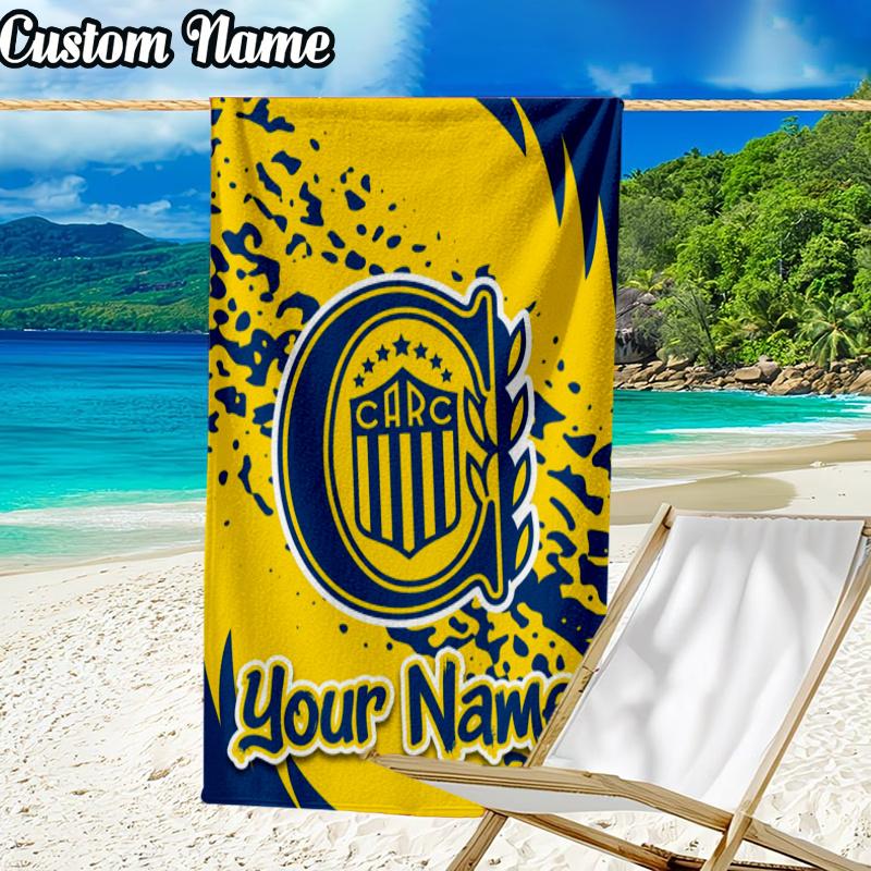 Custom Name Atlético Rosario Central Beach Towel - Soft, Ultra-Absorbent Microfiber, Lightweight, Perfect for Beach, Parties, Travel, Camping