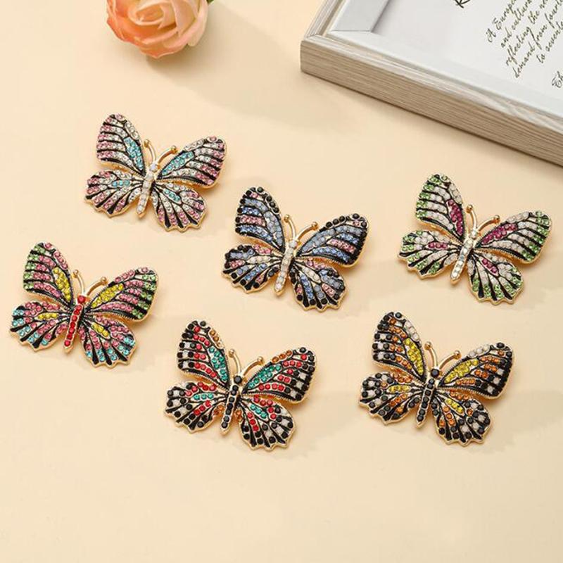Fashion Exquisite Colorful Diamond Butterfly Brooches Cute Animal Corsage Pin For Women Girls Clothing Jewelry Accessories Gifts