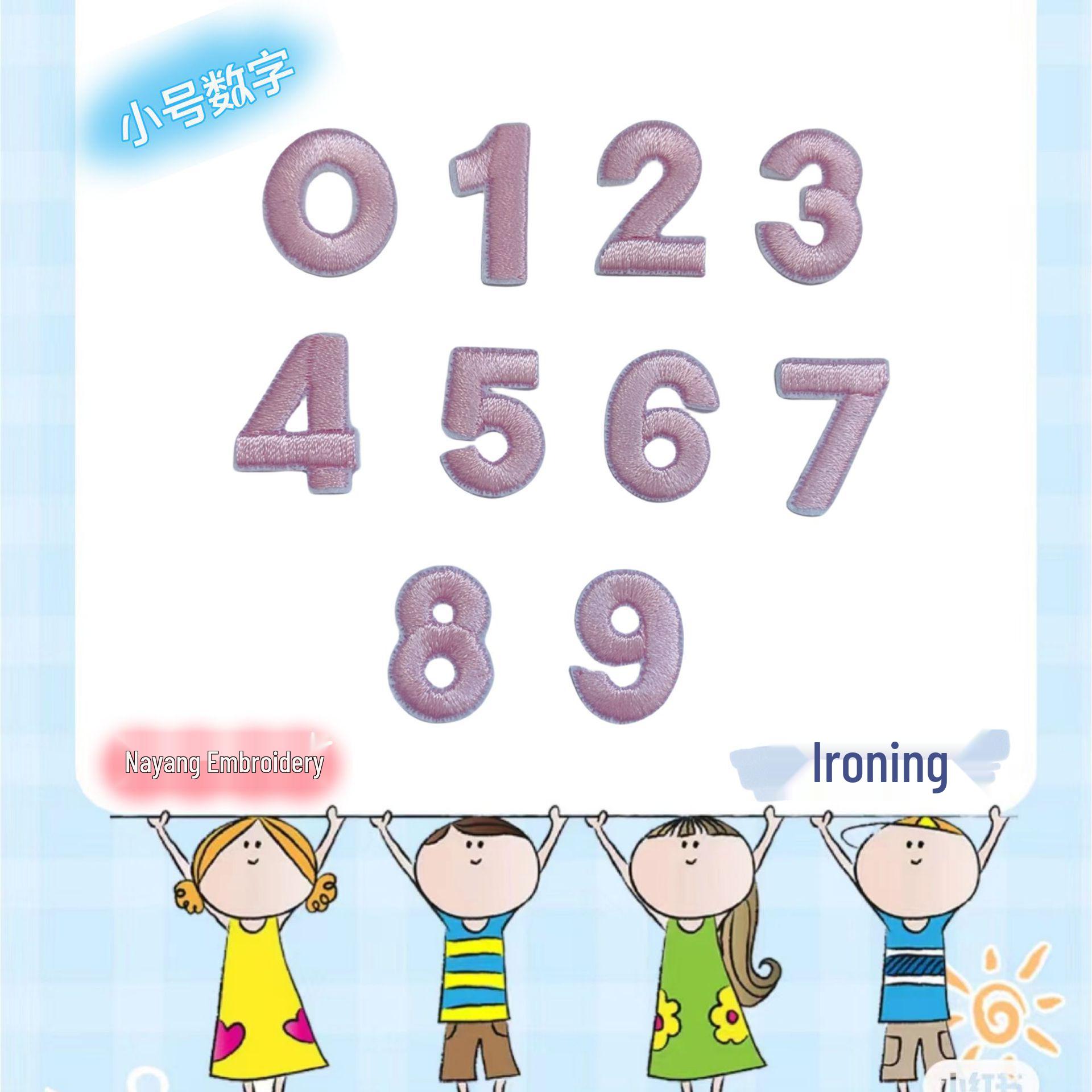 

На Ян Розовый Номер Цифровая Вышивка Тканевая Нашивка 0-9: Термоаппликации для швейной фурнитуры