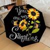 1pc Sunflower Butterfly Themed Umbrella, 8 Rib Frame,Automatic Opening 3 Fold Umbrella, Lightweight and Durable Couple Umbrella-014