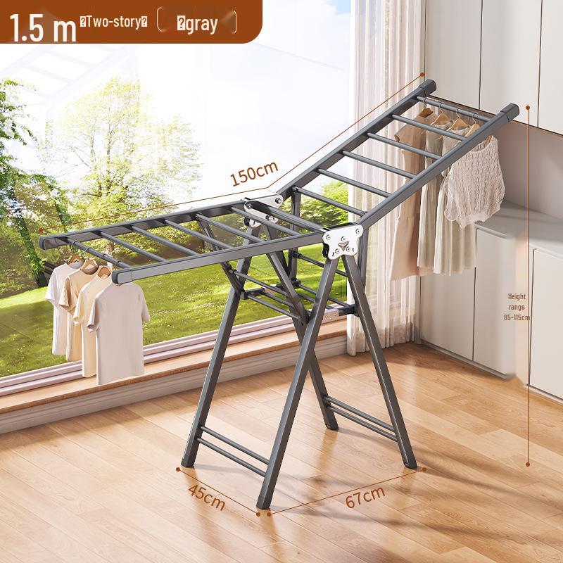 Adjustable Foldable Clothes Drying Rack for Indoor/Outdoor Use - Ideal for Bedroom, Balcony, and Baby Items.