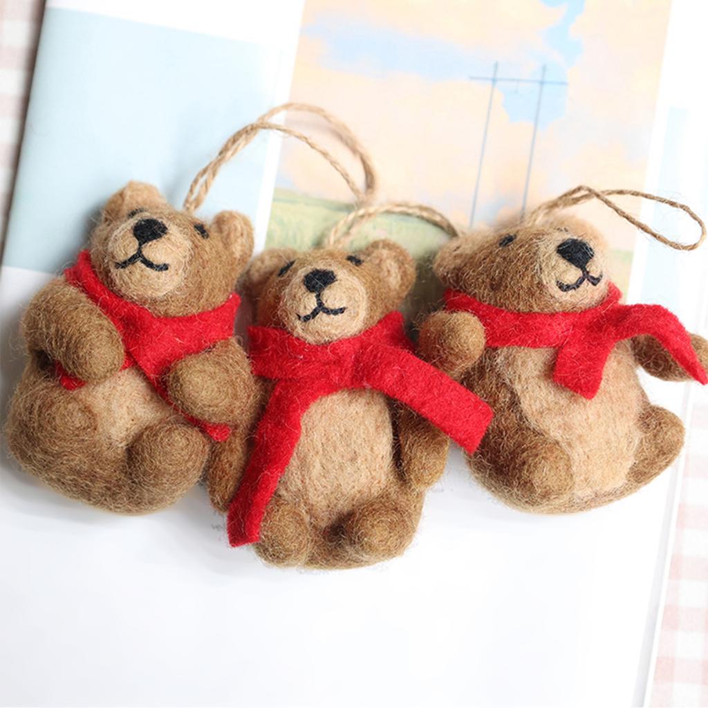 Adorable Felt Brown Bear Charm Keychain Lovely Animal Pendant for Backpack or Handbags Fashionable Key Accessory