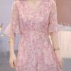 Temperament Light Feather Silk Temperament Foreign Style Dignified Elegant Muse Dress Skirt 2026 Summer New Short-sleeved Elegant Skirt