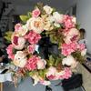 Konstgjord pionkrans girlang rotting heminredning bröllopskrans blomma hem dörrdekoration bröllopsdekorationer för bord